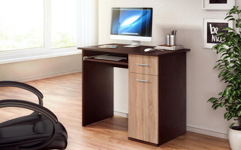 Keyboard tray desk Toby, Wenge + Sonoma oak  1