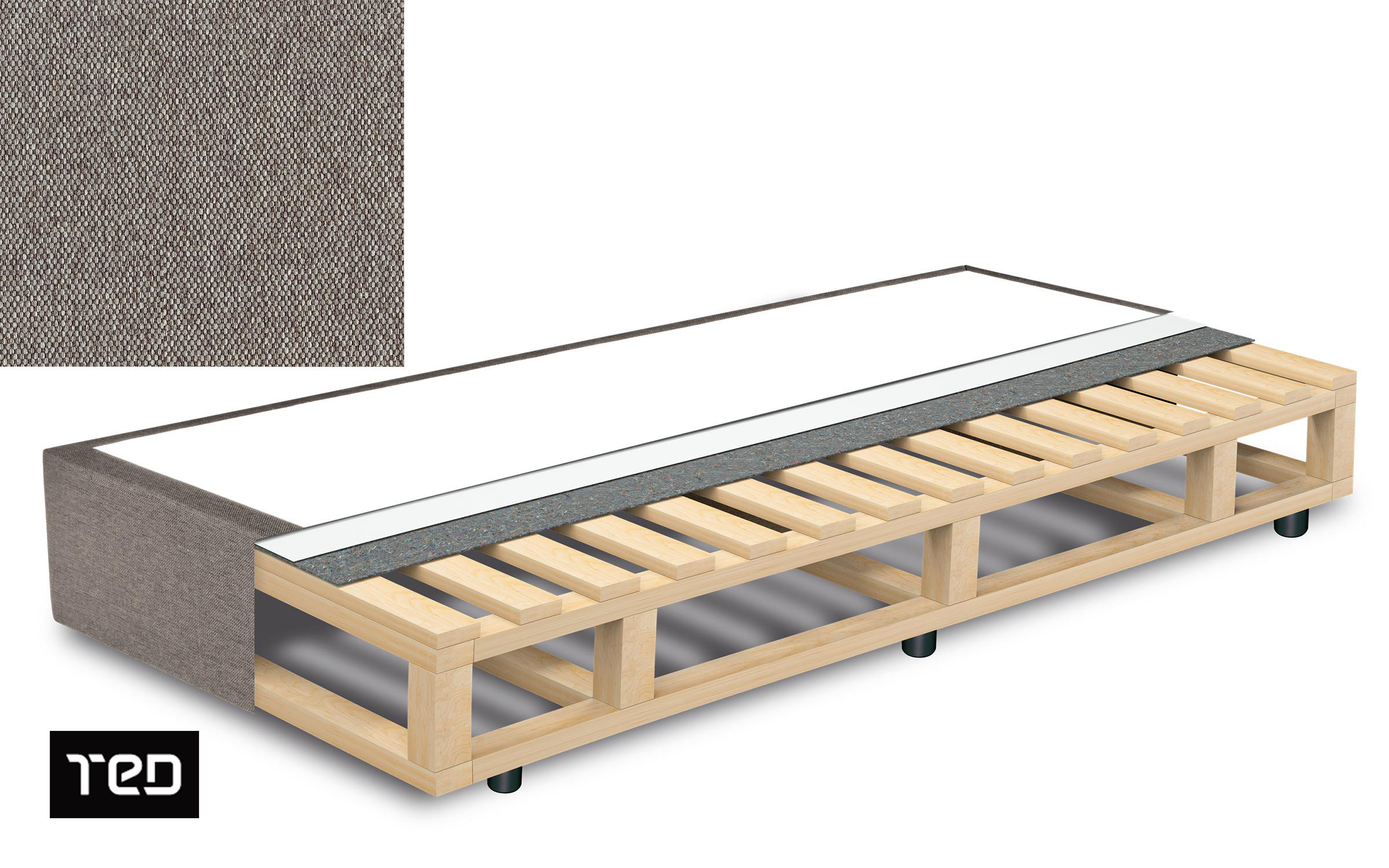 Mattress base 82/190 Boldera, dark beige melange  2