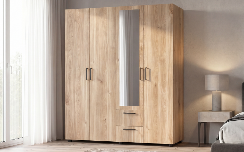 Wardrobe with clothes rod Bruno L 1, honey Castello oak  1