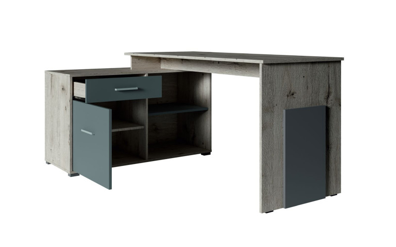 Corner desk Como, Wellington oak + graphite  3