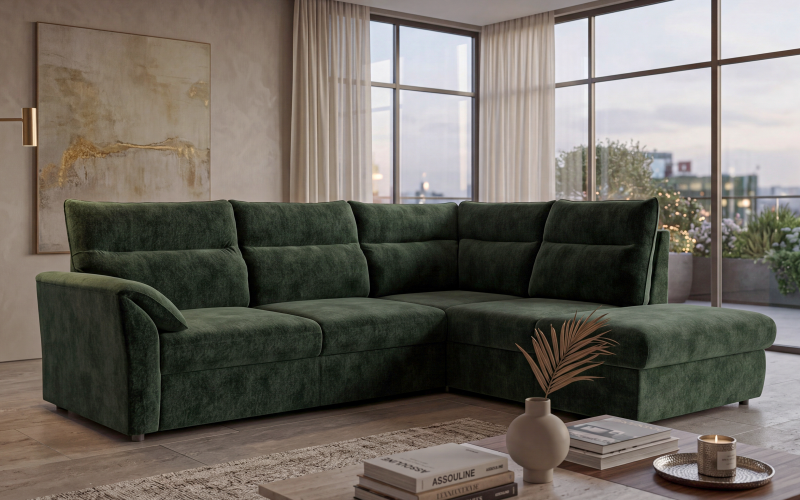 Extendable corner sofa Parmo, dark green  1