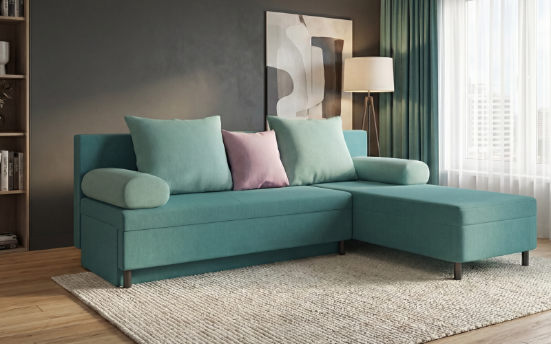 Extendable corner sofa Danny M, turquoise  1