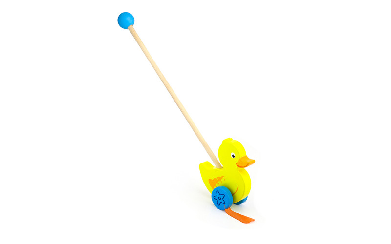 Wooden push along toy Duck, multicolored  1