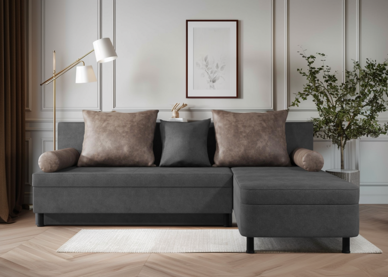 Extendable corner sofa Delano Prime, grey + brown  1
