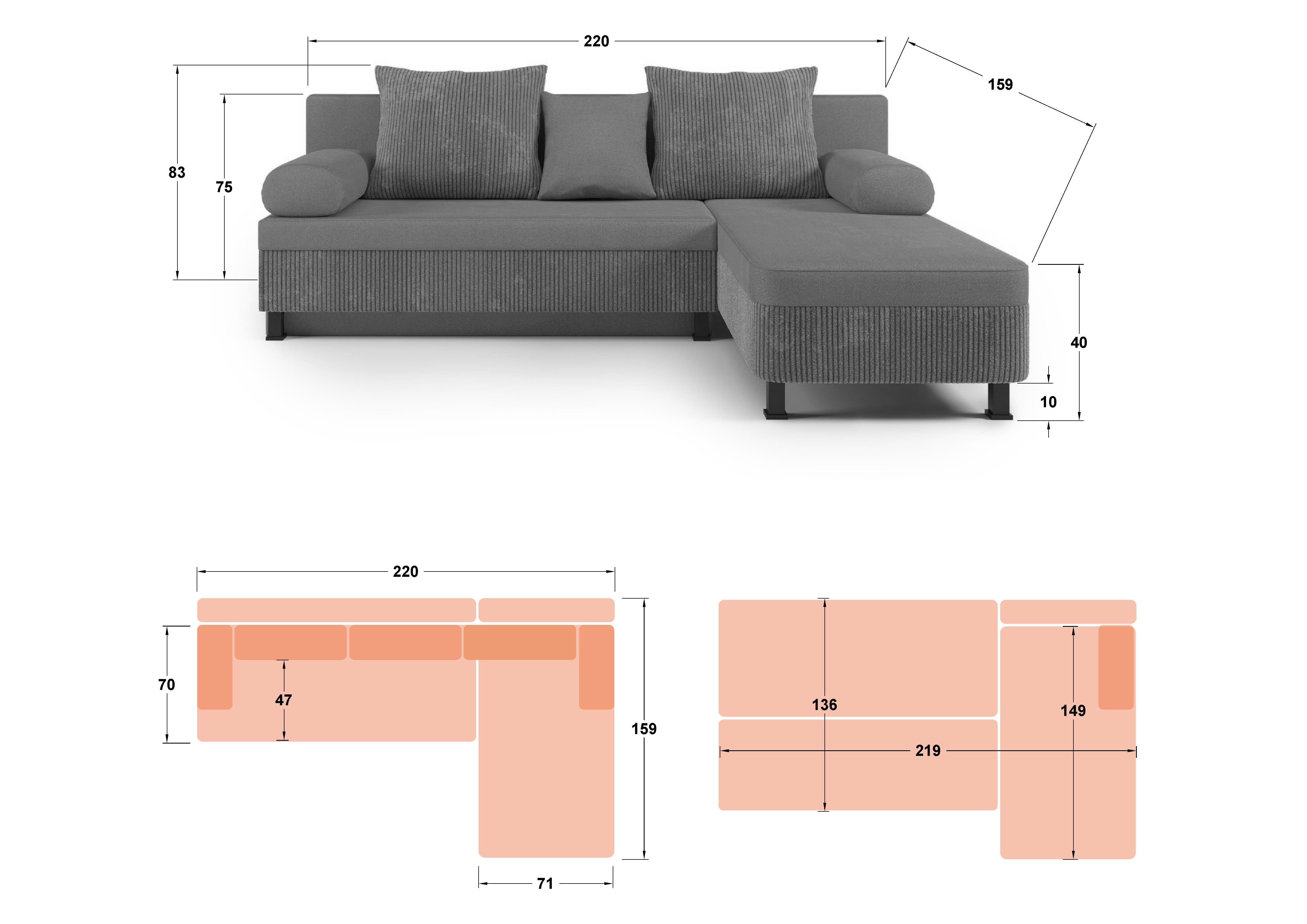 Extendable sofa Delano, mustard  2