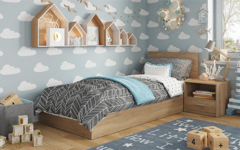 Bed for mattress 90/200 Easy, Sonoma oak  1