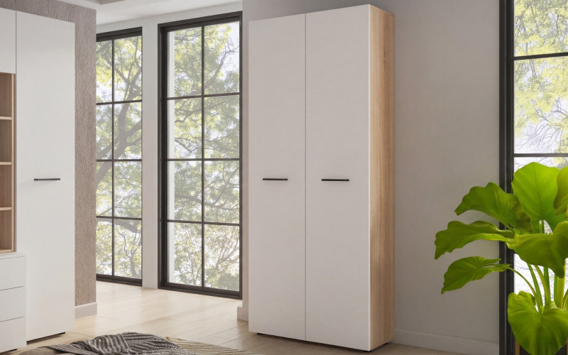 Double-winged wardrobe Diel C, Sonoma oak + white  1