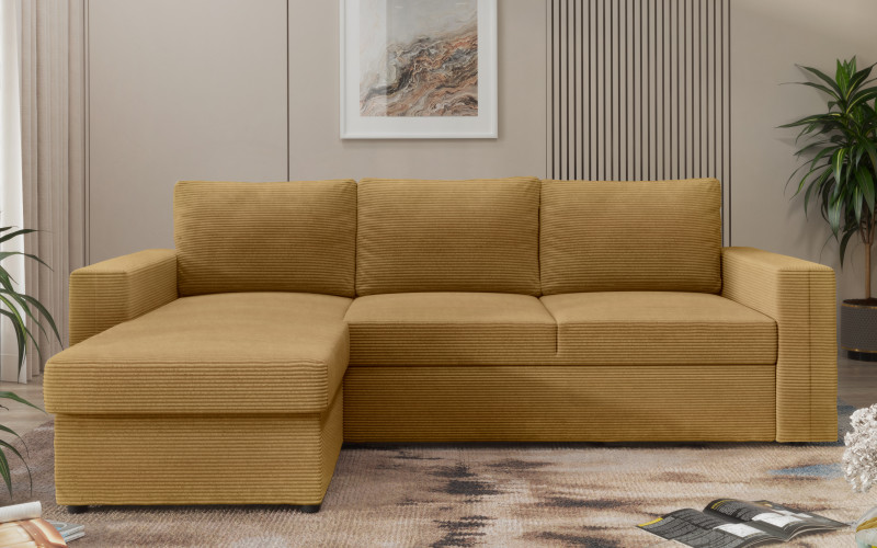 Extendable corner sofa Justin Ultra, mustard  3