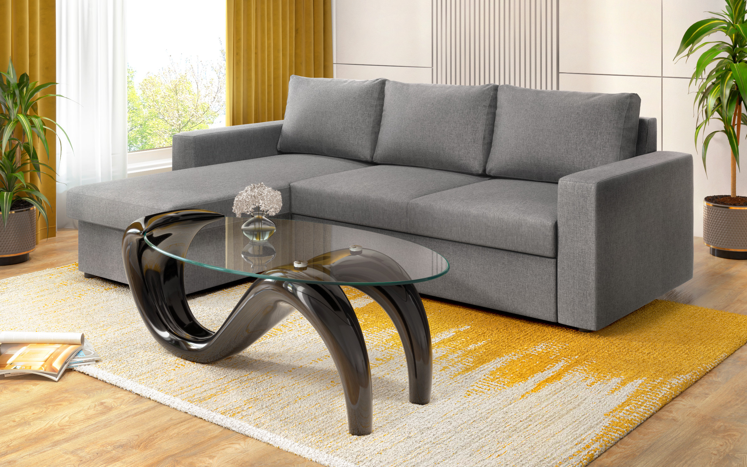 Extendable sofa Justin, light grey  4