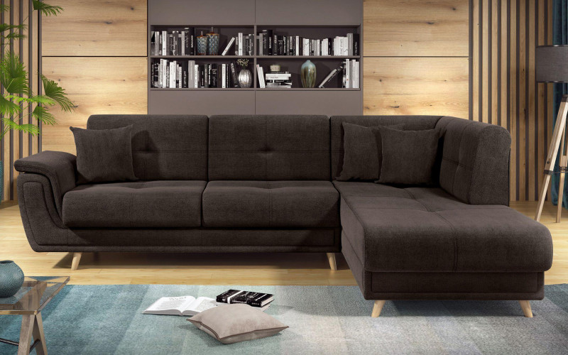 Extendable corner sofa + click-clack mechanism Princess Premium, dark brown  1