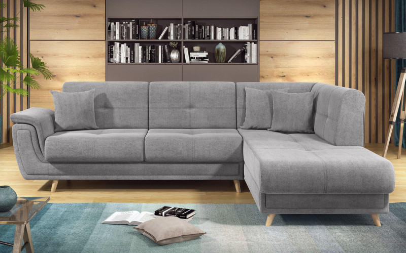Extendable corner sofa + click-clack mechanism Princess Premium, light grey  3