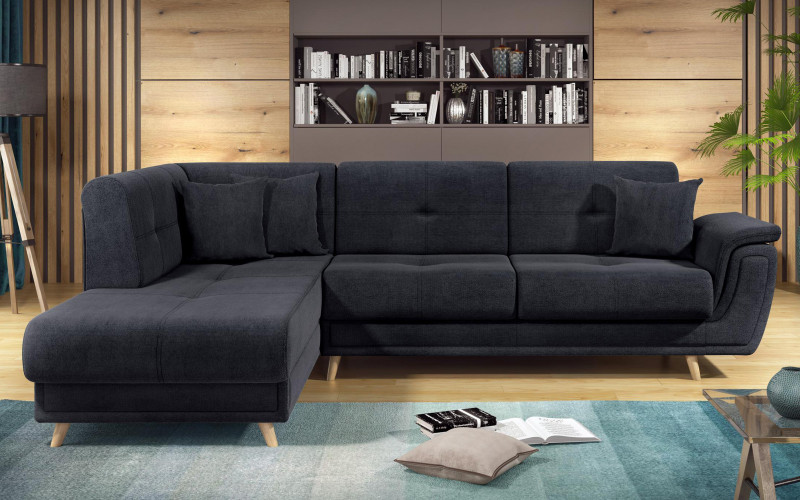 Extendable corner sofa + click-clack mechanism Princess Premium, anthracite  1