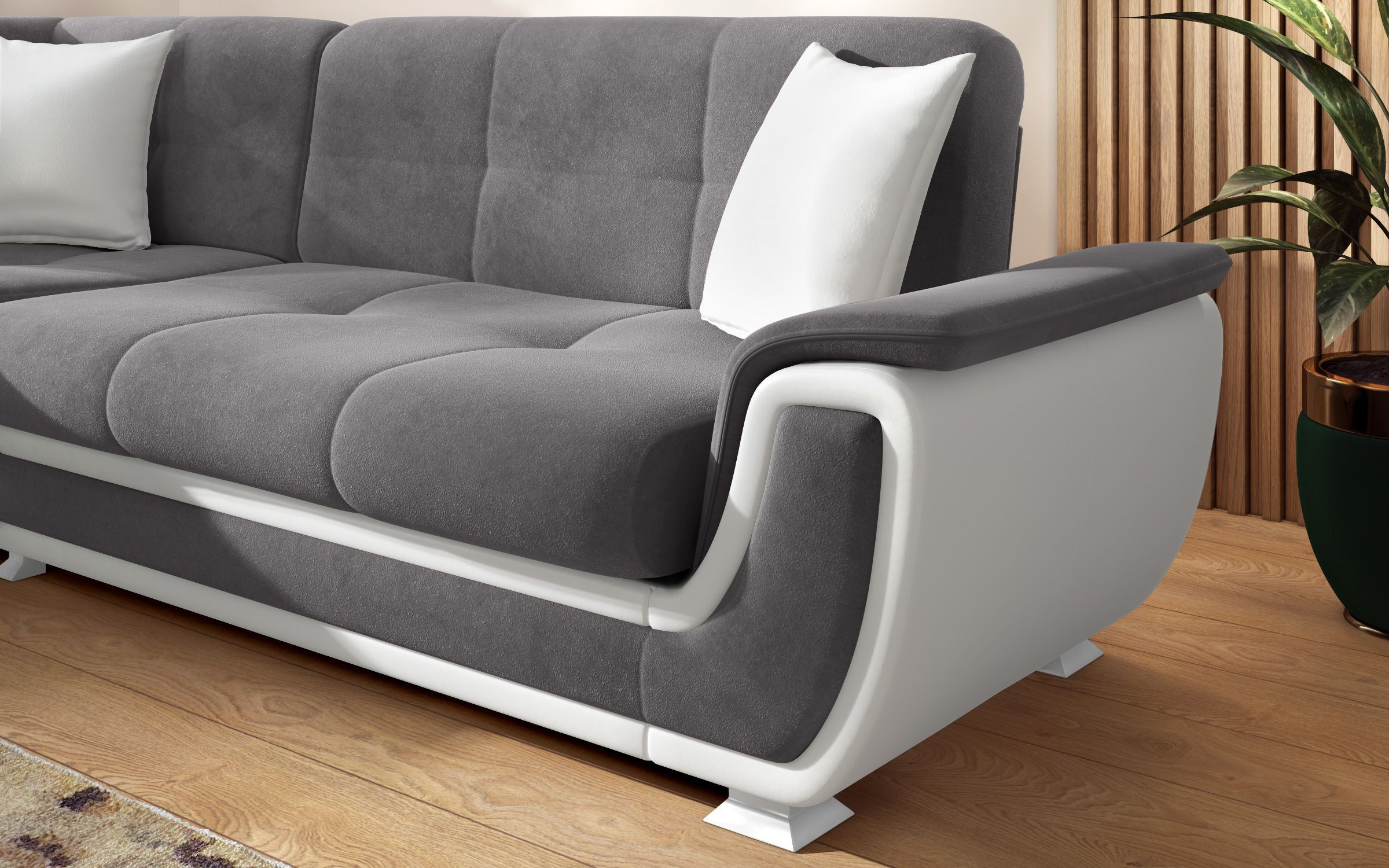 Sofa Princess S II + click-clack mechanism, grey + white leather  3