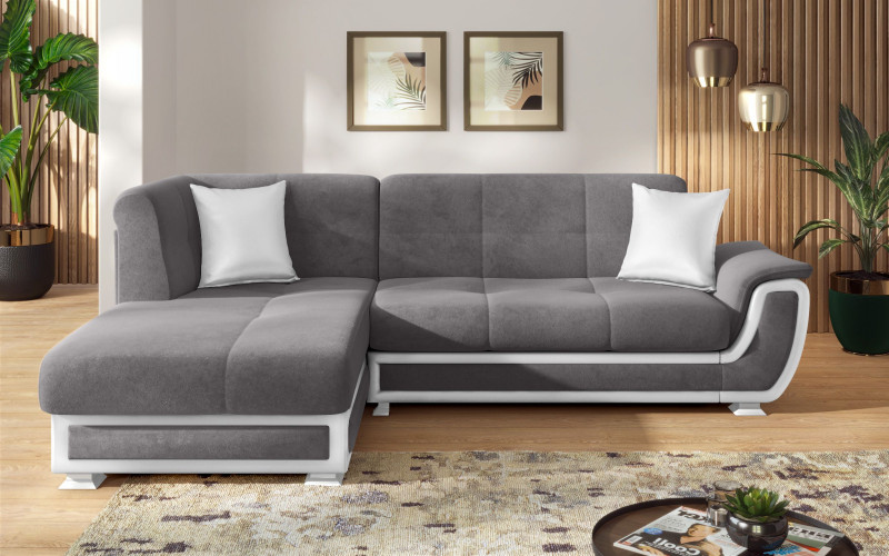 Sofa Princess S II + click-clack mechanism, grey + white leather  1