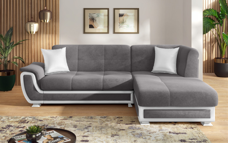 Sofa Princess S II + click-clack mechanism, grey + white leather  1