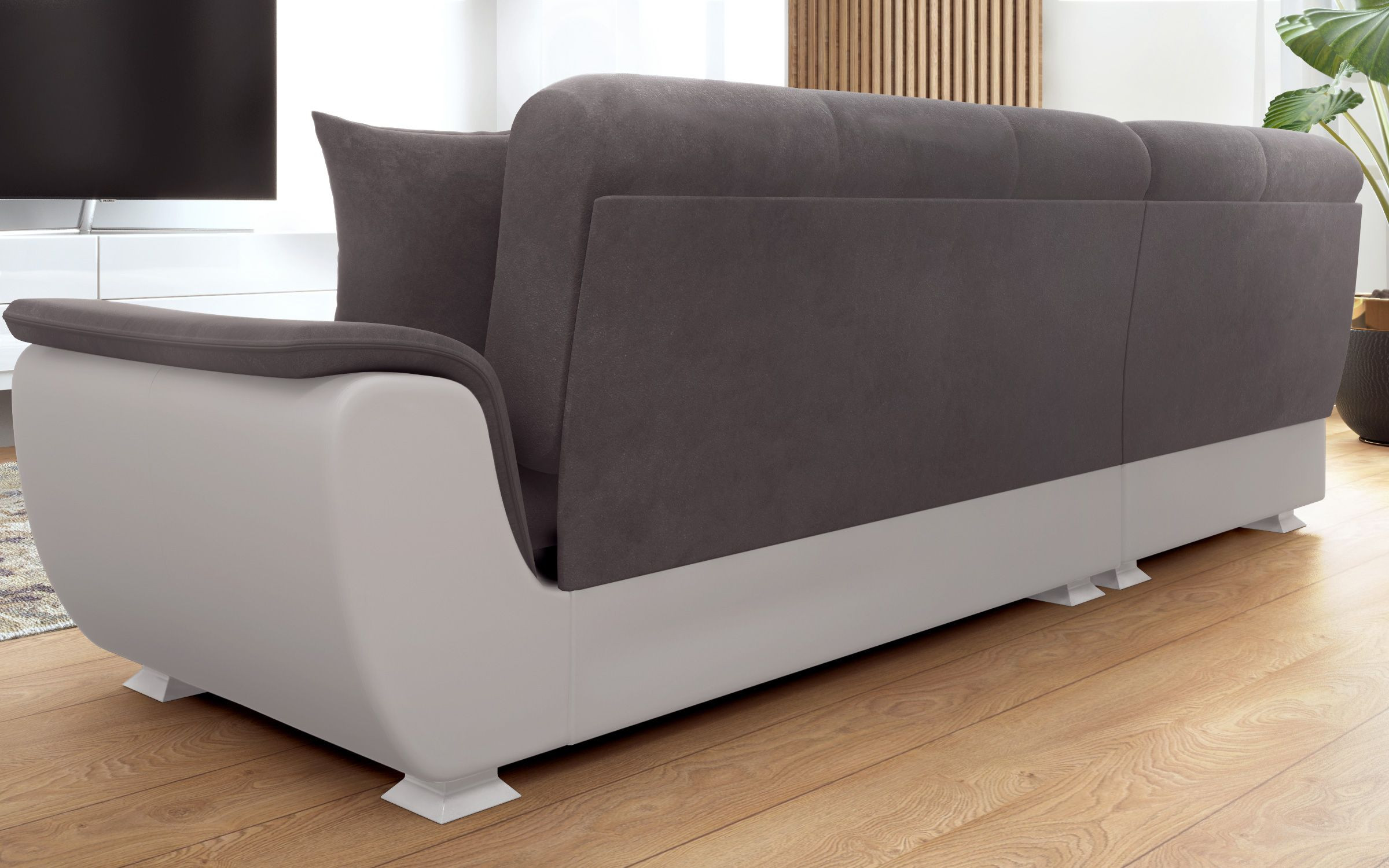 Sofa Princess S II + click-clack mechanism, grey + white leather  6