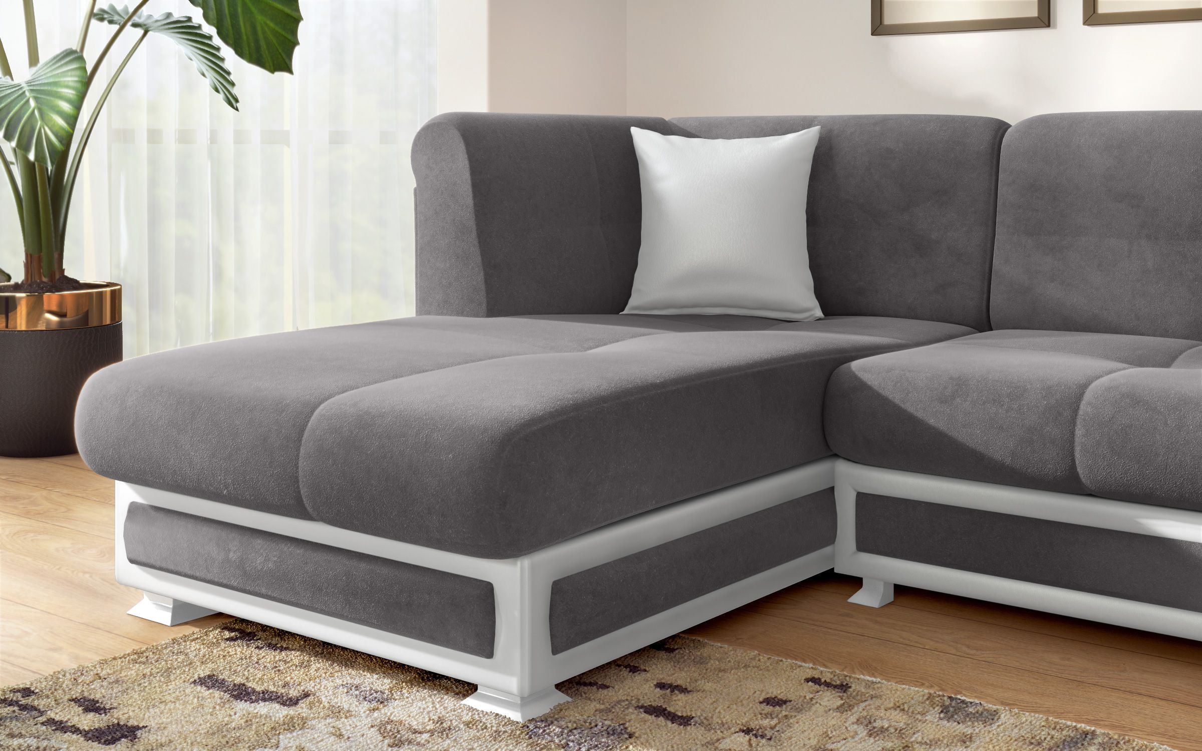 Sofa Princess S II + click-clack mechanism, grey + white leather  4