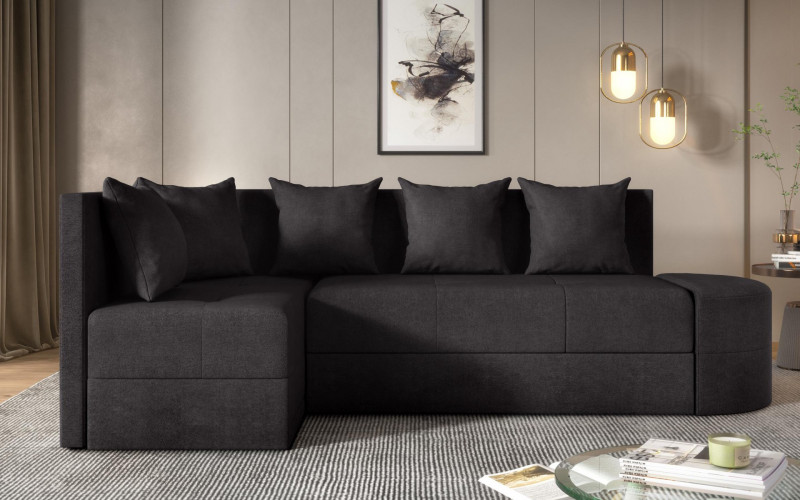Extendable corner sofa Reilly, black  1