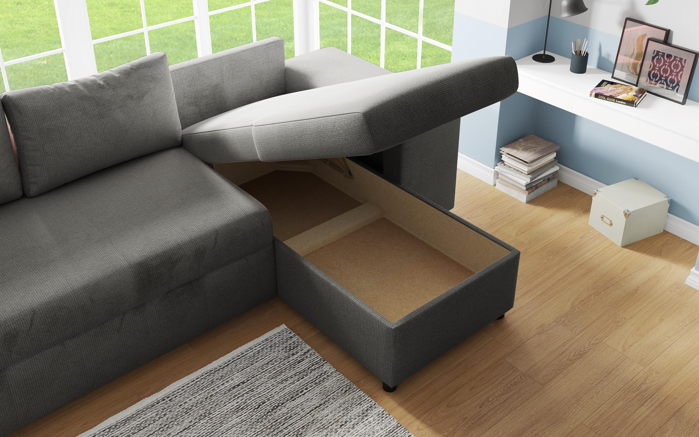 Extendable corner sofa + 2 ottomans Arden, grey  11