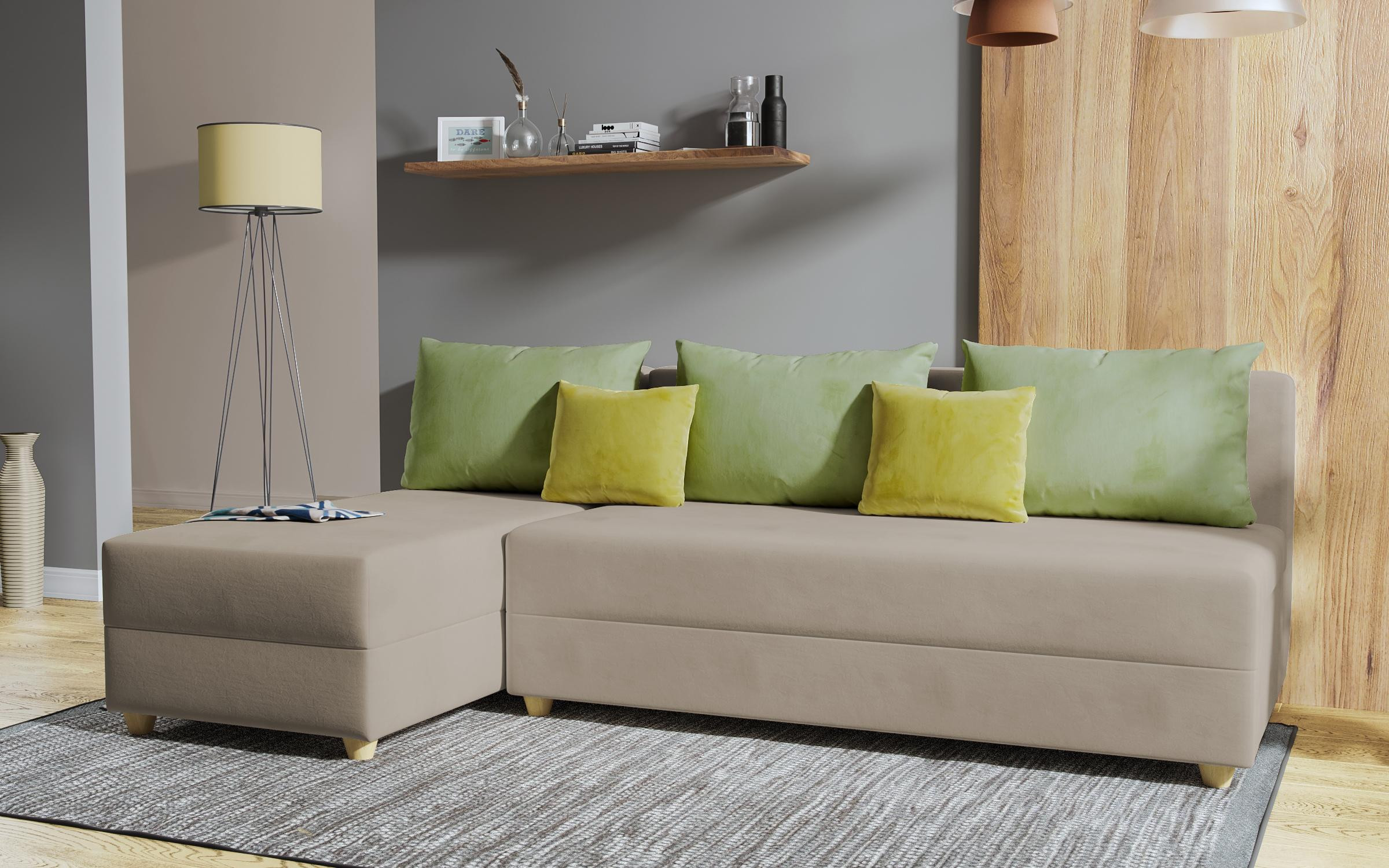 Extendable corner sofa Dafini, dark beige + green  5