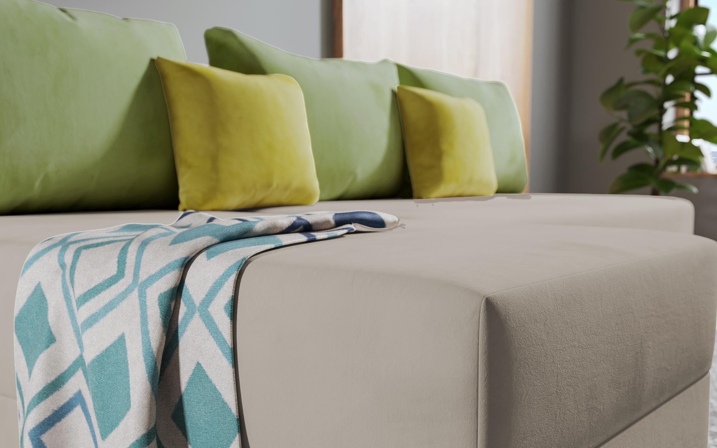 Extendable corner sofa Dafini, dark beige + green  8