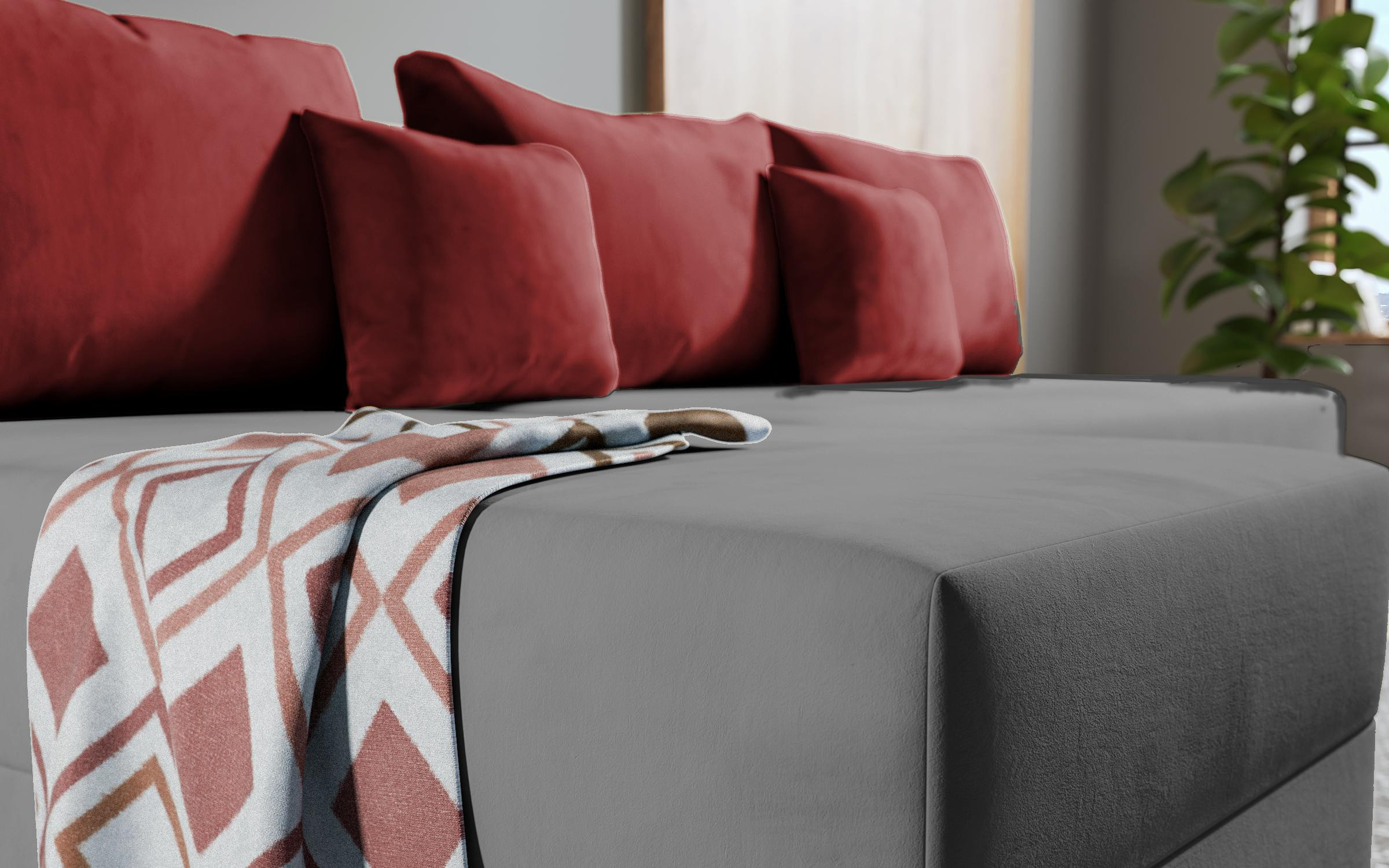 Extendable corner sofa Dafini, grey + red  4