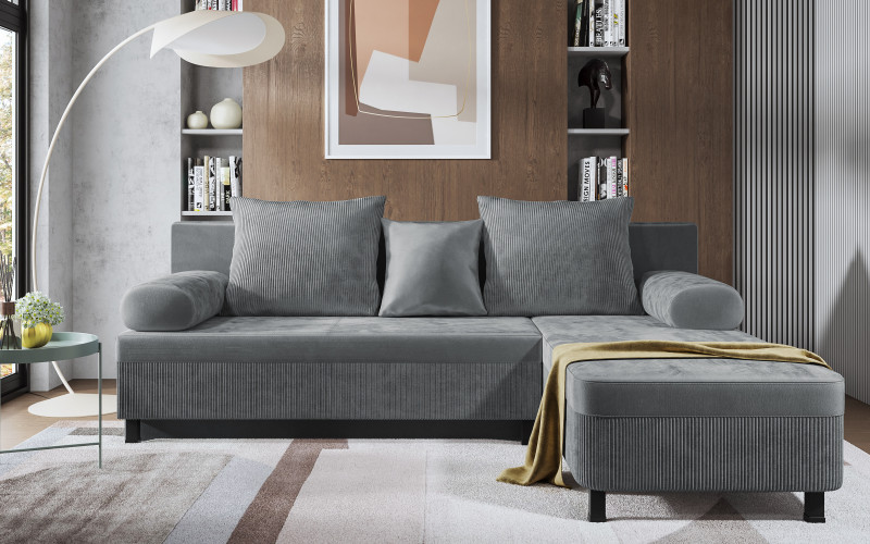 Extendable corner sofa Delano, grey  1