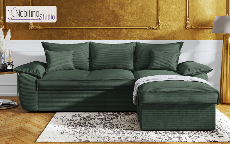 Extendable corner sofa Elzas, green  1
