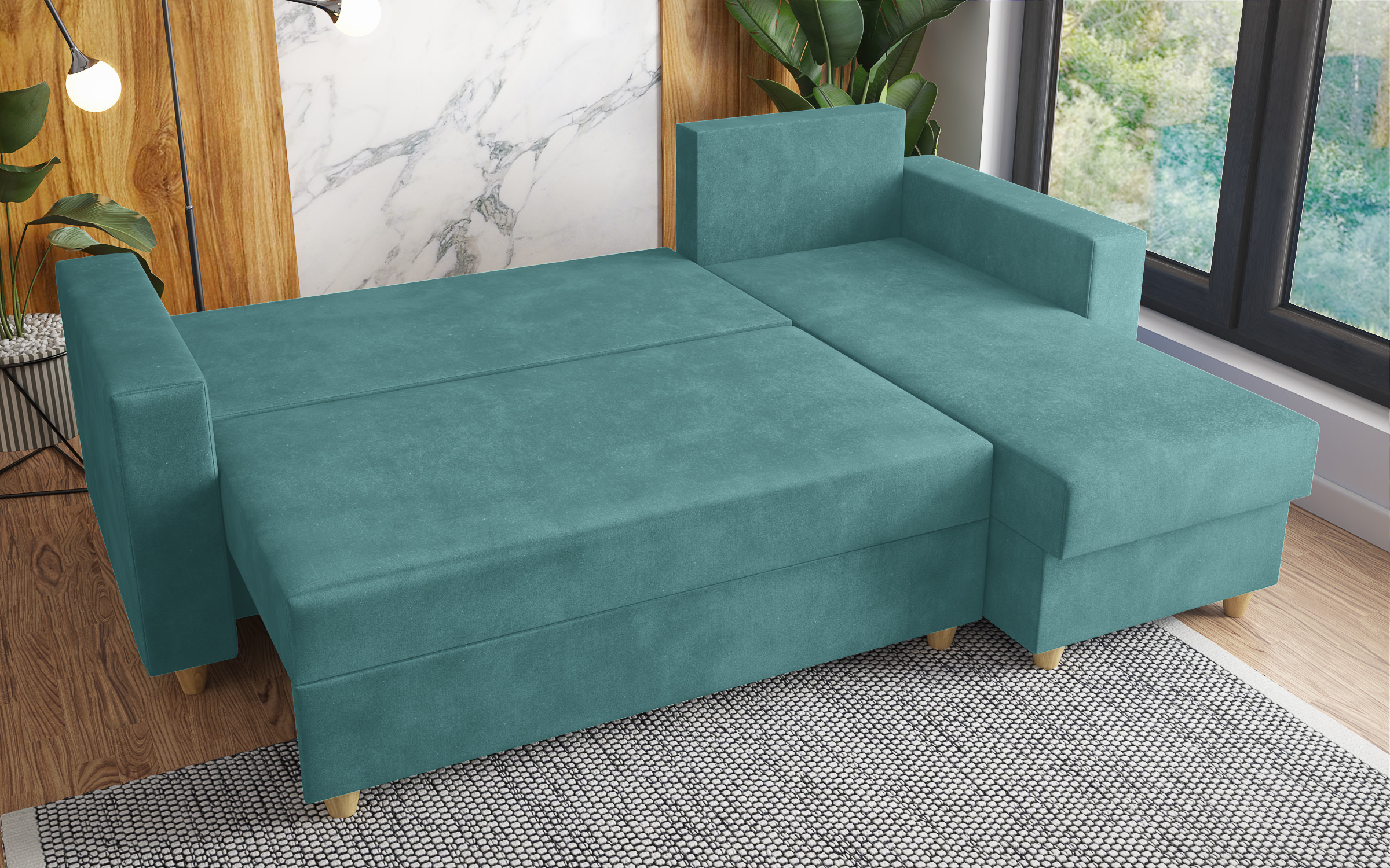 Extendable corner sofa Fabiola, turquoise  8