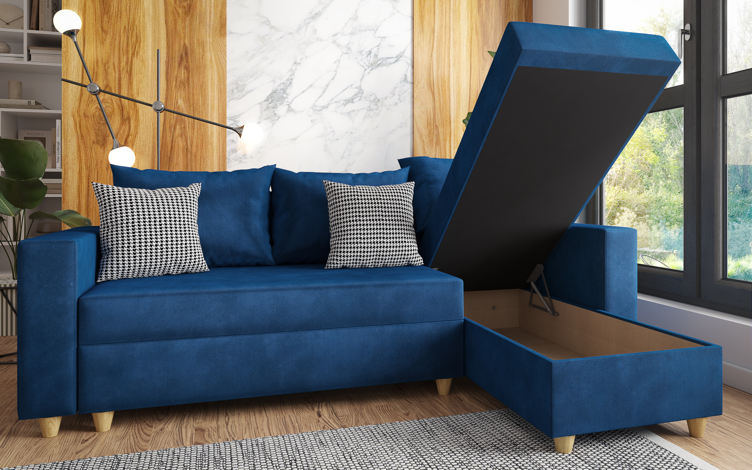 Extendable corner sofa Fabiola, blue  6