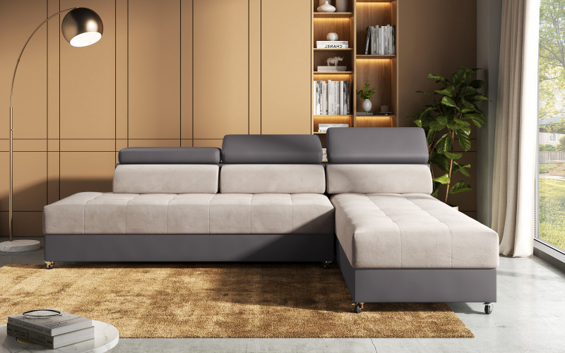 Living room corner Galance, beige + grey brown  1