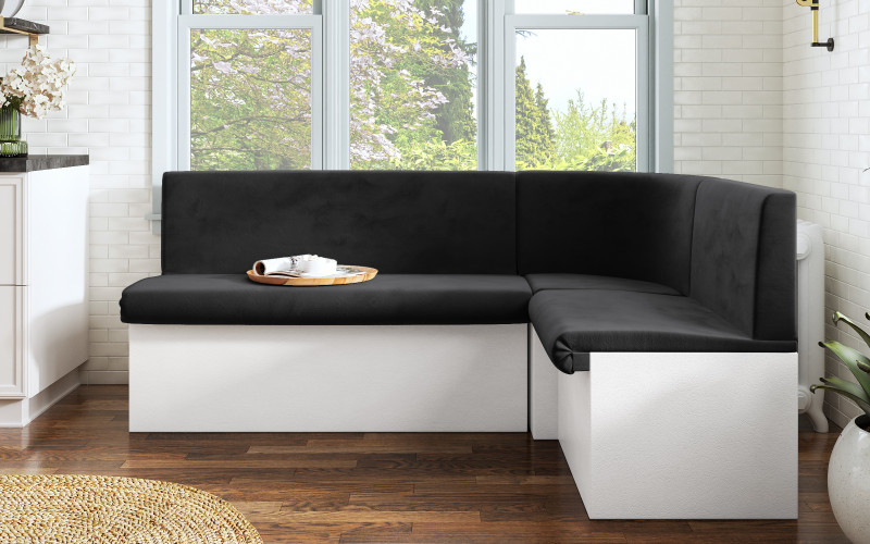 Extendable kitchen corner Julian, graphite + white leather  1