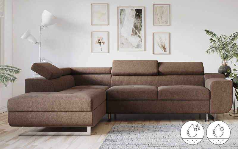 Extendable corner sofa Ravena, dark beige  1