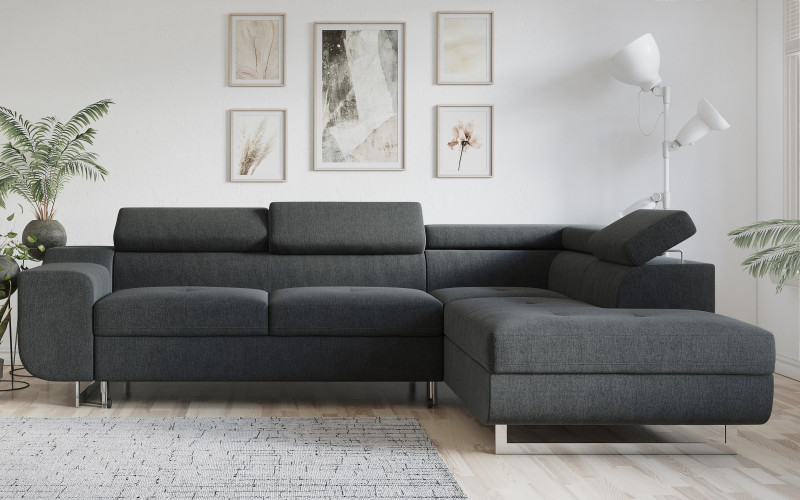Extendable corner sofa Ravena, dark grey  1