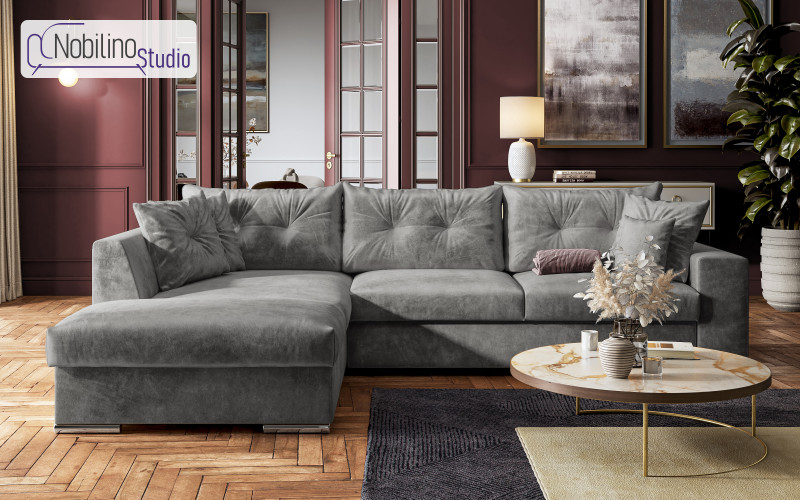 Extendable corner sofa Rome, light grey  1