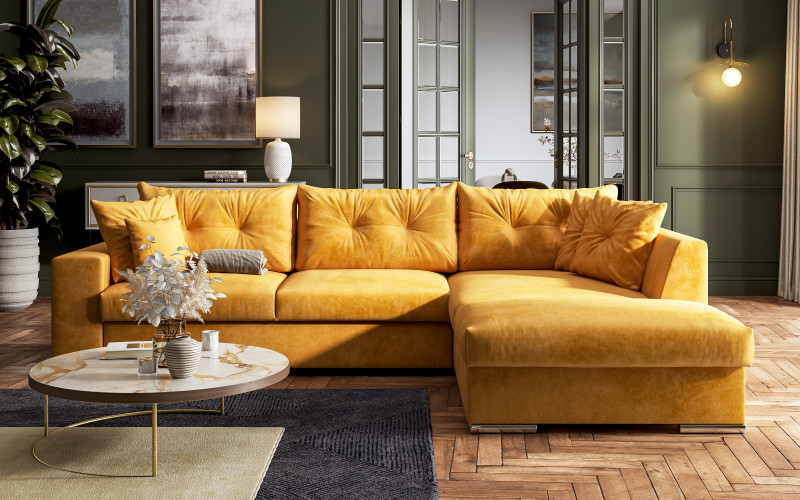 Extendable corner sofa Rome, yellow  1