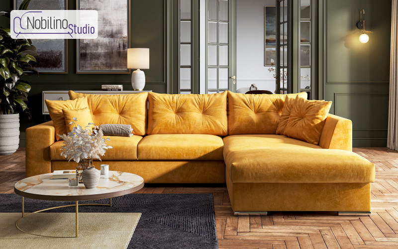Extendable corner sofa Rome, yellow  1