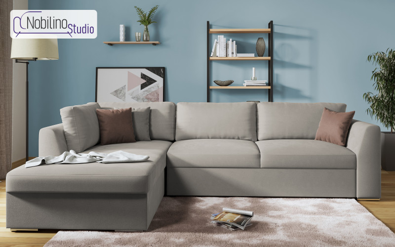 Extendable corner sofa Toscana, light brown + brown  1