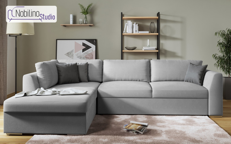 Extendable corner sofa Toscana, light grey + dark grey  1