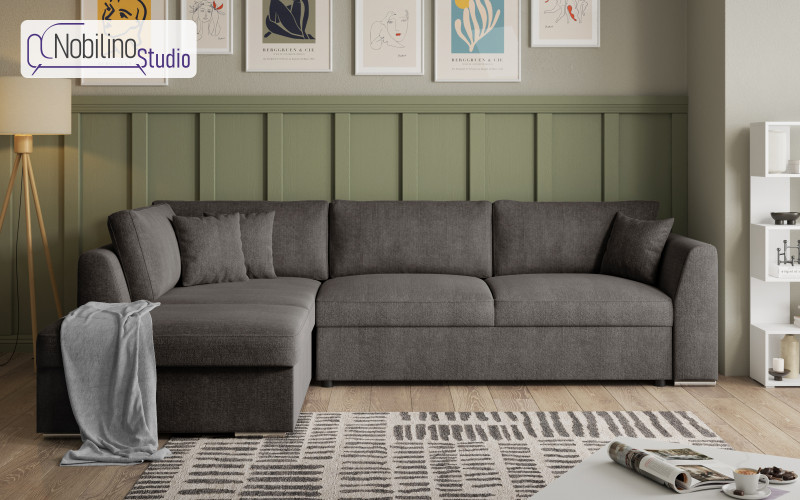 Extendable corner sofa Toscana Supreme, grey brown  1