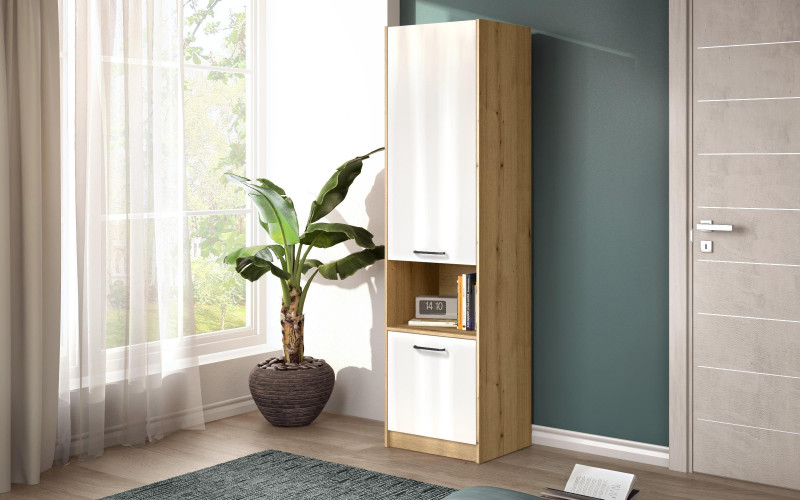 Single-winged wardrobe Diema, Evoke oak + white gloss  1