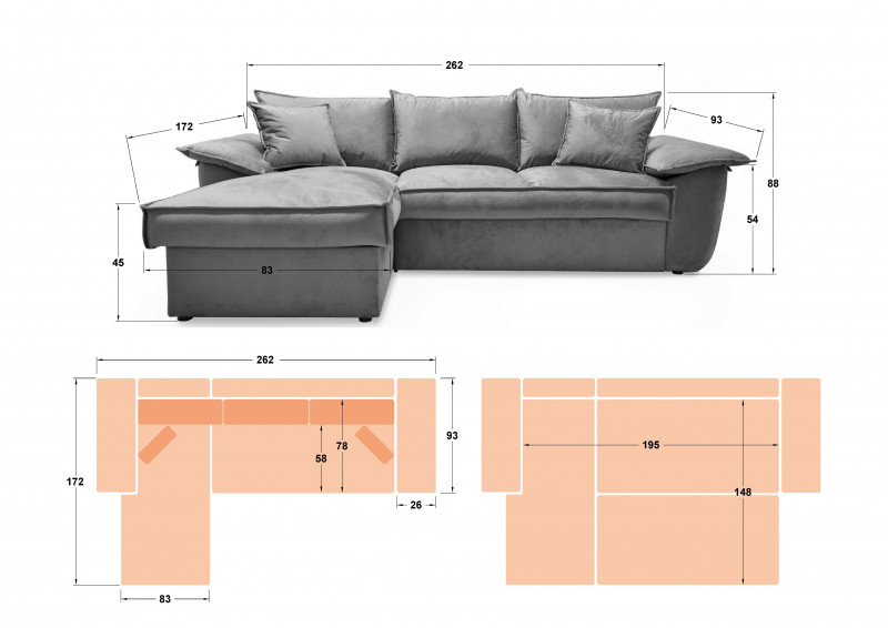 Extendable sofa Elzas, dark blue  2