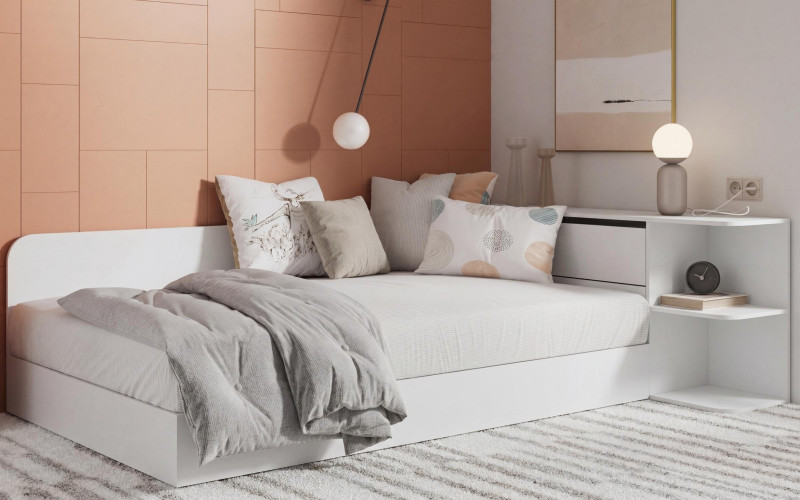 Bed + storage chest for mattress 120/190 Fancy, white  1
