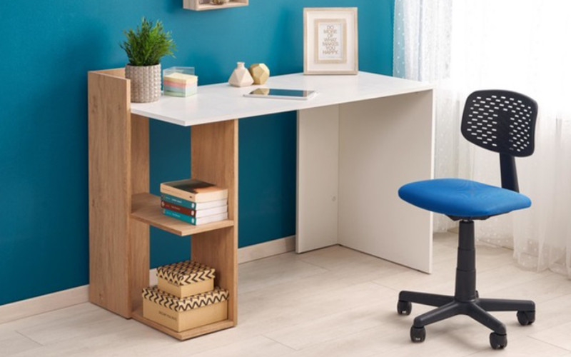 Desk + bookcase Phermo, golden Craft oak + white  1