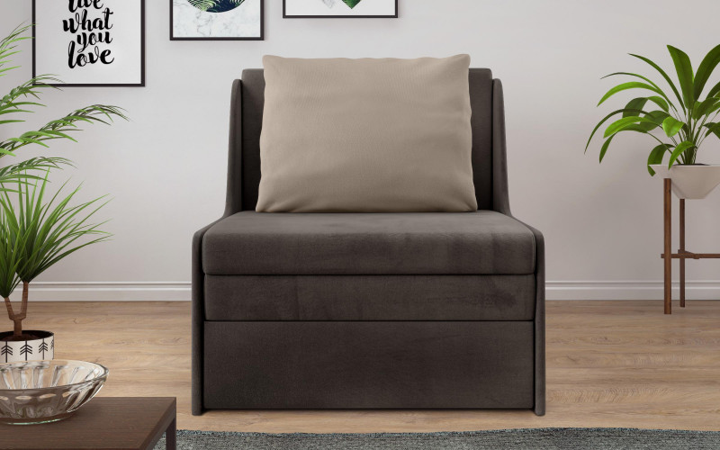 Extendable armchair Addison XXXS, dark brown + beige  1