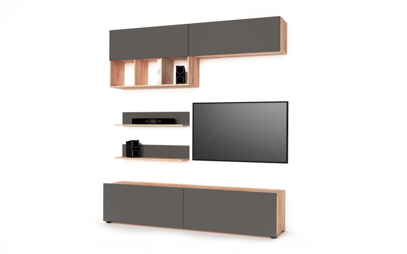 Shelf unit Alana, golden Craft oak + anthracite  1