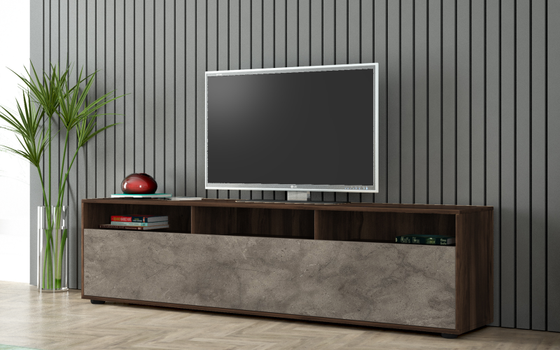 TV cabinet Damir, Ristretto Baroque oak + fossil arosa  1