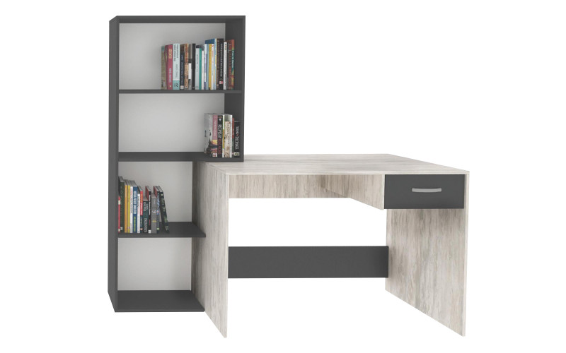 Desk with shelf Malone, white + anthracite  1