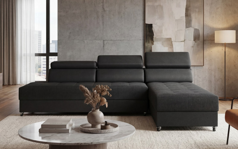 Living room corner Galance Nova, dark grey + black  1