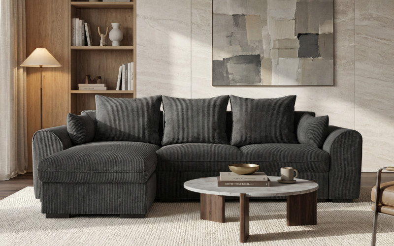 Extendable corner sofa Galetti, dark grey  1